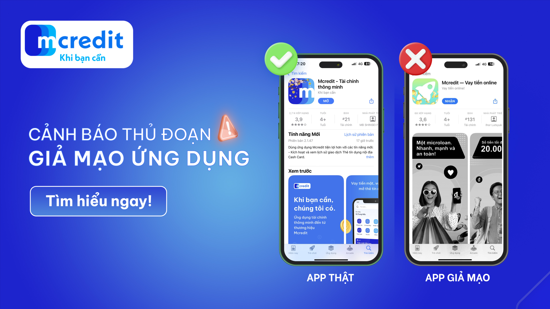 Cảnh Báo Thủ Đoạn Giả Mạo Ứng Dụng Mcredit